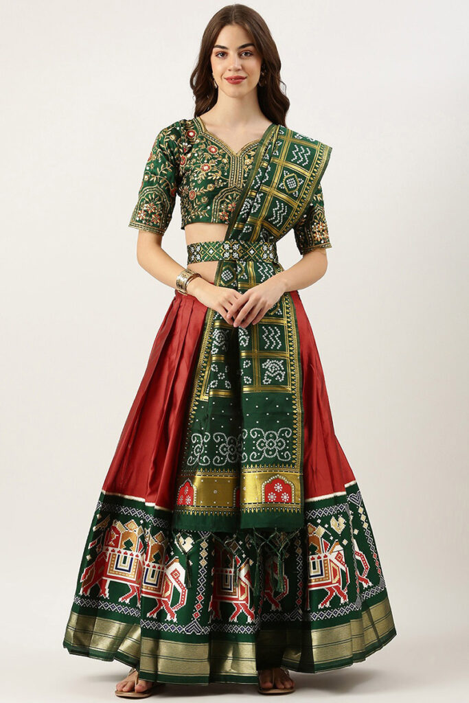 green emerald velvet dress Garba Dresses Online in India main image 1