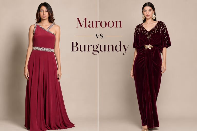 Maroon & Burgundy Dresses side by side showing the color difference