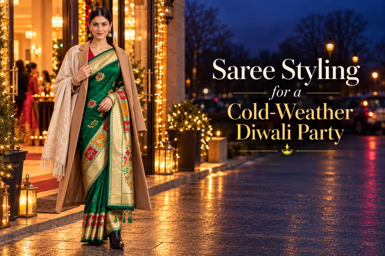 Cold-Weather Diwali Saree Elegance