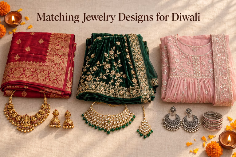 Diwali outfits with matching jewelry