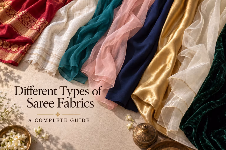 Elegant Saree Fabrics Editorial Flat Lay