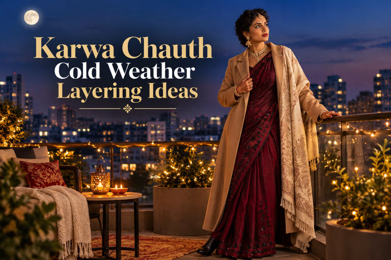 Karwa Chauth Winter Layering on a Moonlit Balcony